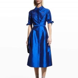 Rickie Freeman for Teri Jon Taffeta Shirtdress w/Lace Embroidery